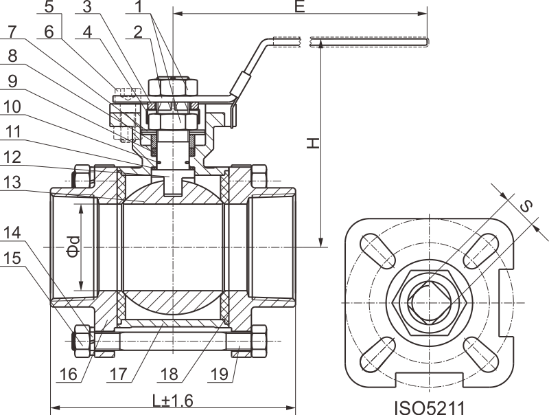 Threaded ball valve C302 / C303 three chip high platform